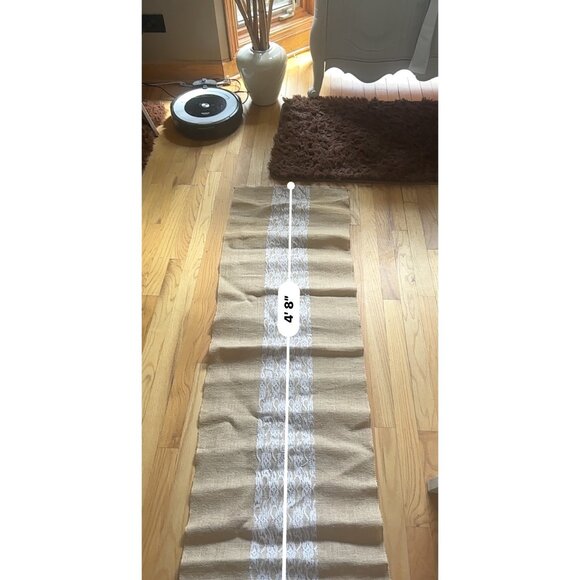 Lot of 3 Vintage Rustic Burlap & Lace Table Runners - Picture 16 of 16